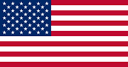 Bandeira dos Estados Unidos com listras horizontais vermelhas e brancas e um retângulo azul no canto superior esquerdo contendo estrelas brancas