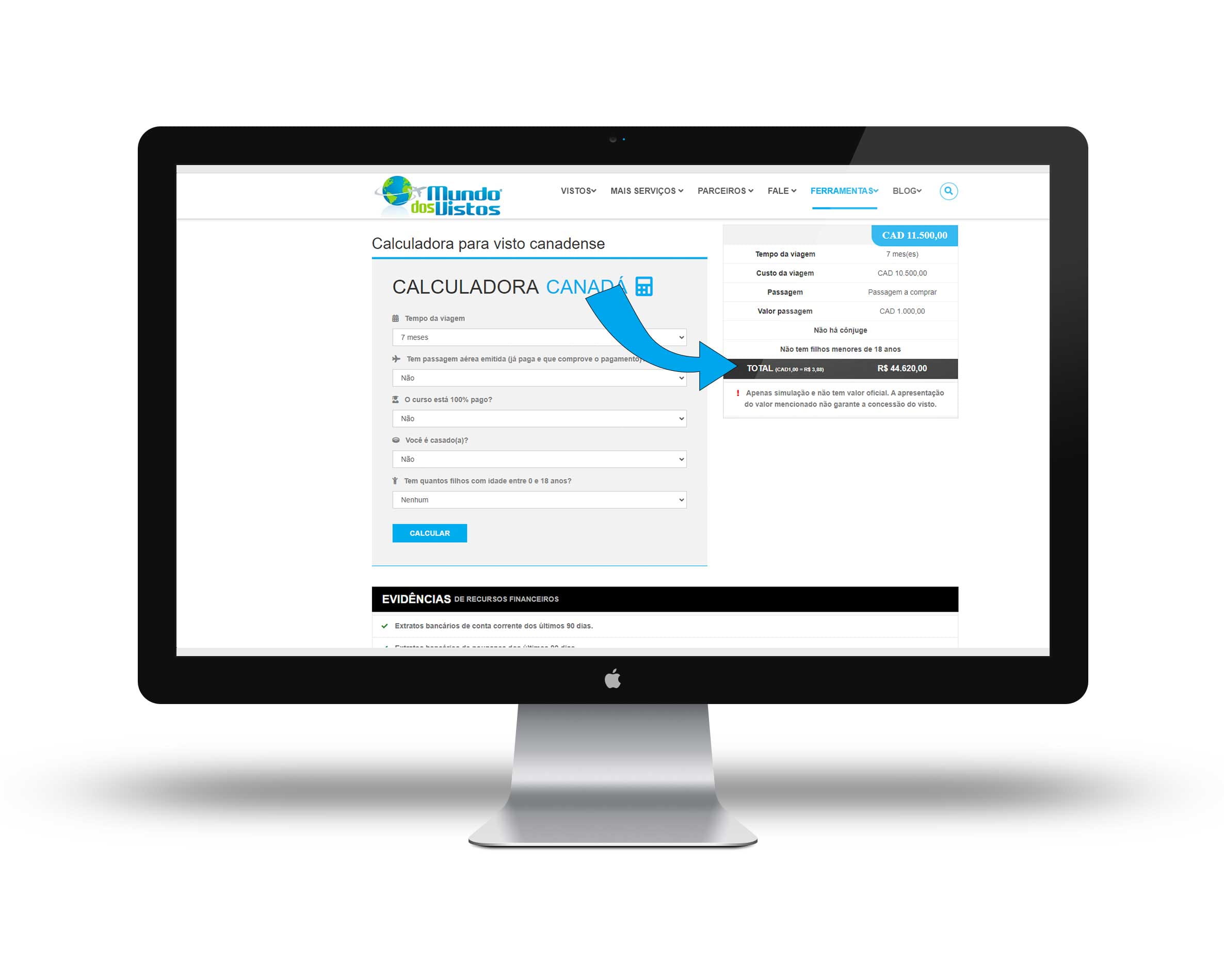 Calculadora para visto canadense
