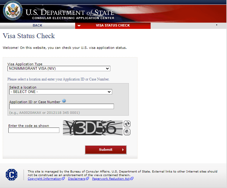Página inicial para consultar o status

